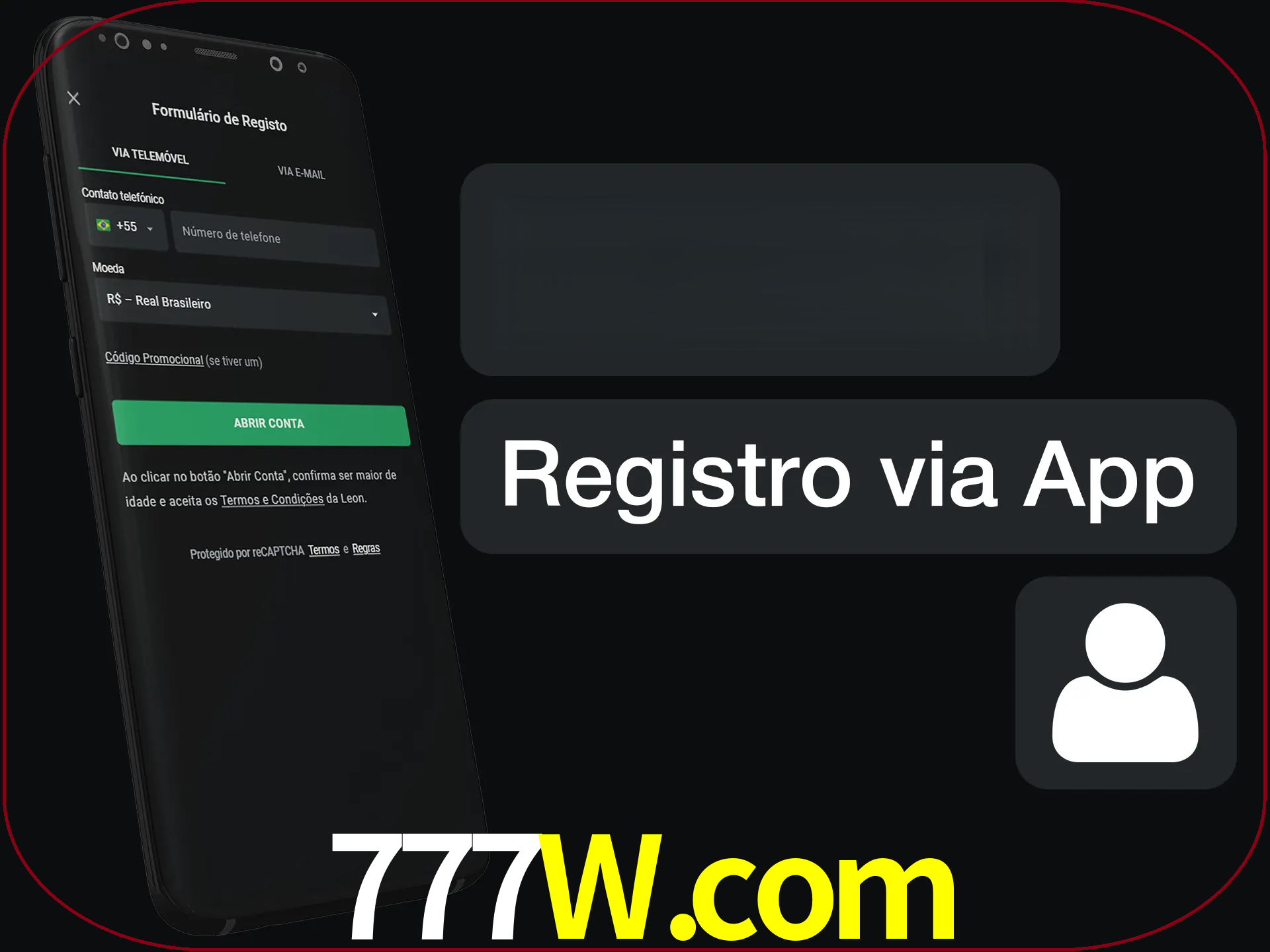 Registre-se com duas etapas usando o aplicativo.